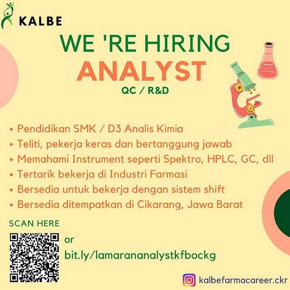 loker analyst kalbe farma cikarang