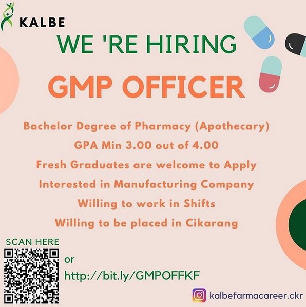 loker gmp officer kalbe farma