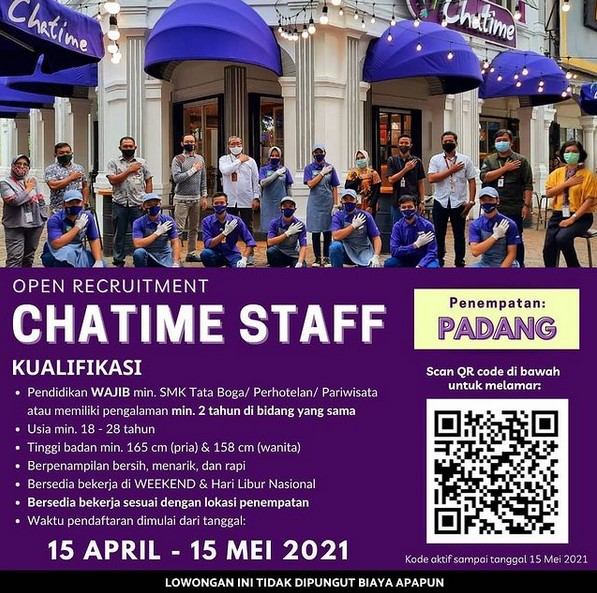 rekrutmen chatime staff padang tahun 2021