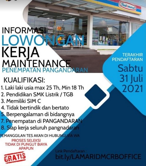 lowongan kerja indomaret pangandaran