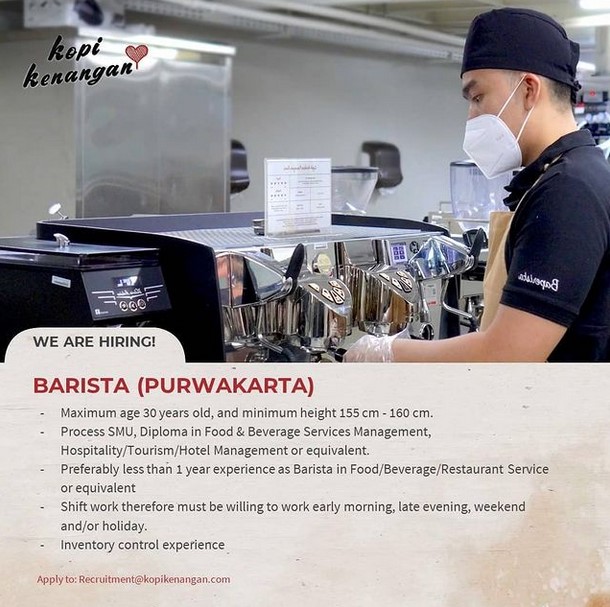 lowongan kerja barista kopi kenangan purwakarta