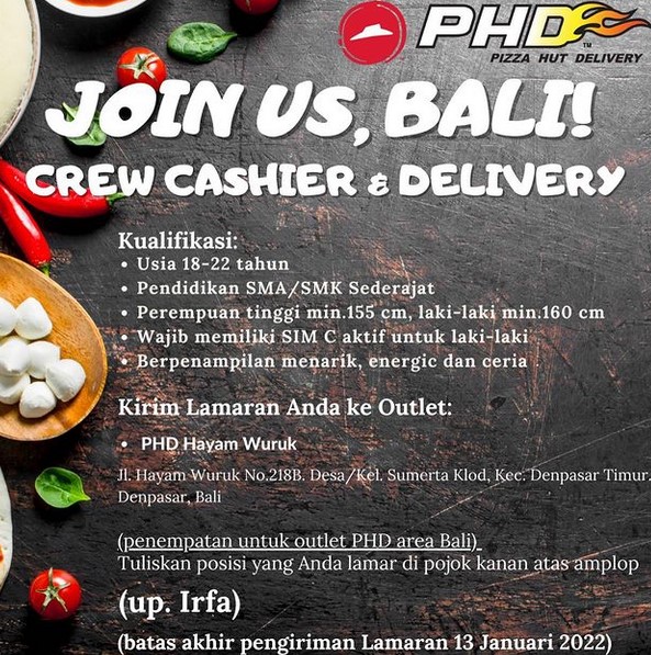 lowongan crew cashier phd bali